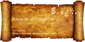 Bacsik Árpád névjegykártya